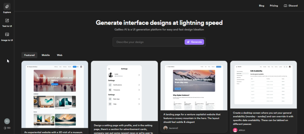 How to generate UI designs for Free using Galileo AI